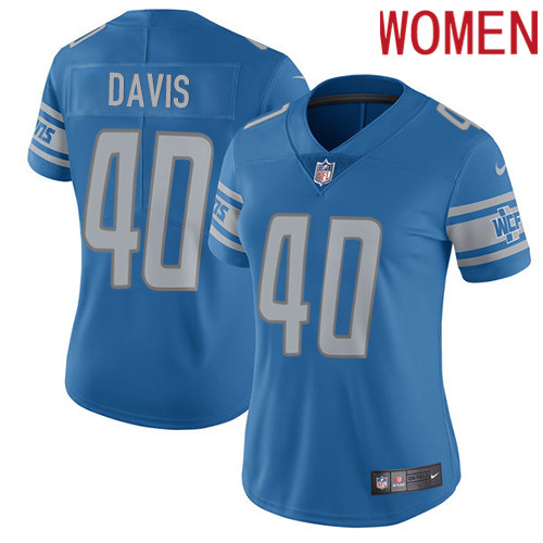 2019 Women Detroit Lions #40 Davis BLUE Nike Vapor Untouchable Limited NFL Jersey